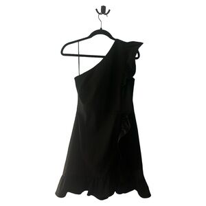 J‎ Crew Black One Shoulder Ruffle Dress Party Cocktail Mini Dress